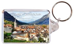 Churs - Switzerland - Double Sided Large Keyring Key Fob Chain Ring Gift Present Souvenir S1