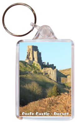 Corfe Castle - Dorset - Double Sided Large Keyring Key Fob Chain Ring Gift Present Souvenir E2
