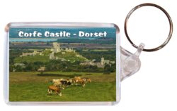 Corfe Castle - Dorset - Double Sided Large Keyring Key Fob Chain Ring Gift Present Souvenir E3