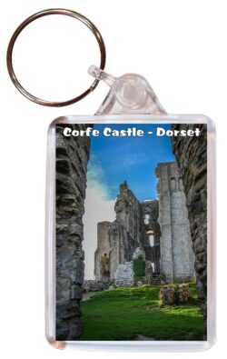 Corfe Castle - Dorset - Double Sided Large Keyring Key Fob Chain Ring Gift Present Souvenir E4