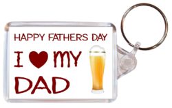 Happy Fathers Day - I Love My Dad - Double Sided Large Keyring Key Fob Chain Ring Gift Present Souvenir