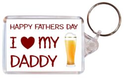 Happy Fathers Day - I Love My Daddy - Double Sided Large Keyring Key Fob Chain Ring Gift Present Souvenir