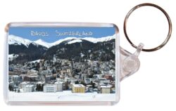 Davos - Switzerland - Double Sided Large Keyring Key Fob Chain Ring Gift Present Souvenir S1