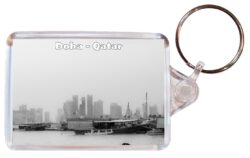 Doha - Qatar - Double Sided Large Keyring Key Fob Chain Ring Gift Present Souvenir Q1