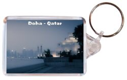 Doha - Qatar - Double Sided Large Keyring Key Fob Chain Ring Gift Present Souvenir Q3