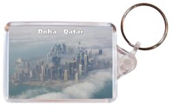 Doha - Qatar - Double Sided Large Keyring Key Fob Chain Ring Gift Present Souvenir Q4