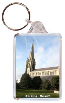 Dorking - Surrey - Double Sided Large Keyring Key Fob Chain Ring Gift Present Souvenir E1