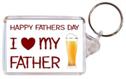Happy Fathers Day - I Love My Father - Double Sided Large Keyring Key Fob Chain Ring Gift Present Souvenir