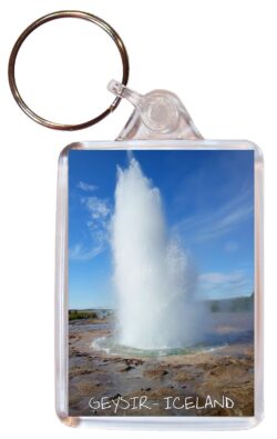 Geysir - Iceland - Double Sided Large Keyring Key Fob Chain Ring Gift Present Souvenir I1