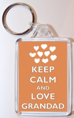 Keep Calm and Love Grandad - Double Sided Large Keyring Key Fob Chain Ring Gift Present Souvenir