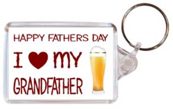 Happy Fathers Day - I Love My Grandfather - Double Sided Large Keyring Key Fob Chain Ring Gift Present Souvenir