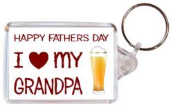 Happy Fathers Day - I Love My Grandpa - Double Sided Large Keyring Key Fob Chain Ring Gift Present Souvenir