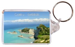 Corfu - Greece - Double Sided Large Keyring Key Fob Chain Ring Gift Present Souvenir G5
