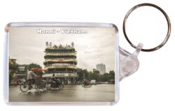 Hanoi - Vietnam - Double Sided Large Keyring Key Fob Chain Ring Gift Present Souvenir V4