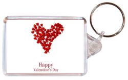 Happy Valentines Day - Double Sided Large Keyring Key Fob Chain Ring Gift Present Souvenir