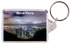 Hong Kong - Double Sided Large Keyring Key Fob Chain Ring Gift Present Souvenir HK3