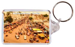 Hyderabad - India - Double Sided Large Keyring Key Fob Chain Ring Gift Present Souvenir G1