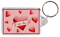 I Love You (Hearts) - Double Sided Large Keyring Key Fob Chain Ring Gift Present Souvenir