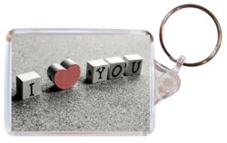 I Love You - Valentines Day - Double Sided Large Keyring Key Fob Chain Ring Gift Present Souvenir