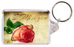 I Miss You - Valentines Day - Double Sided Large Keyring Key Fob Chain Ring Gift Present Souvenir