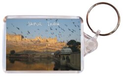 Jaipur - India - Double Sided Large Keyring Key Fob Chain Ring Gift Present Souvenir I1