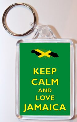 Keep Calm and Love Jamaica - Double Sided Large Keyring Key Fob Chain Ring Gift Present Souvenir