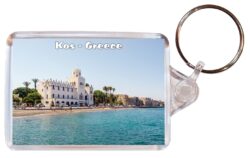 Kos - Greece - Double Sided Large Keyring Key Fob Chain Ring Gift Present Souvenir G3