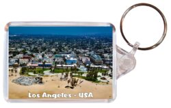 Los Angeles - California - USA - Double Sided Large Keyring Key Fob Chain Ring Gift Present Souvenir U4