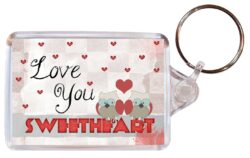 Love you Sweetheart - Valentines Day - Double Sided Large Keyring Key Fob Chain Ring Gift Present Souvenir