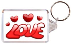 Love & Hearts - Valentines Day - Double Sided Large Keyring Key Fob Chain Ring Gift Present Souvenir