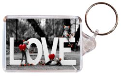 Love (Frogs) - Valentines Day - Double Sided Large Keyring Key Fob Chain Ring Gift Present Souvenir