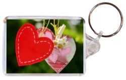 Love (Hanging Hearts) - Valentines Day - Double Sided Large Keyring Key Fob Chain Ring Gift Present Souvenir