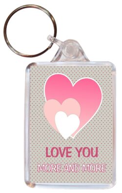 Love you More & More - Valentines Day - Double Sided Large Keyring Key Fob Chain Ring Gift Present Souvenir