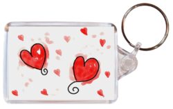 Love Hearts - Valentines Day - Double Sided Large Keyring Key Fob Chain Ring Gift Present Souvenir