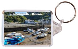 Lynmouth - Devon - Double Sided Large Keyring Key Fob Chain Ring Gift Present Souvenir E2
