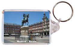 Madrid - Spain - Double Sided Large Keyring Key Fob Chain Ring Gift Present Souvenir S6