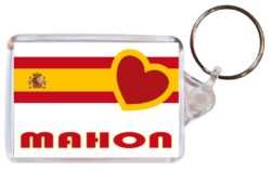 Mahon - Love Spain/Spanish Towns & Cities Flag - Double Sided Large Keyring Key Fob Chain Ring Gift Present Souvenir
