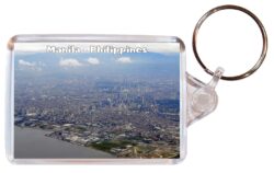 Manila - Philippines - Double Sided Large Keyring Key Fob Chain Ring Gift Present Souvenir P1