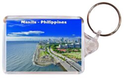 Manila - Philippines - Double Sided Large Keyring Key Fob Chain Ring Gift Present Souvenir P2