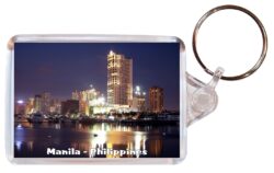 Manila - Philippines - Double Sided Large Keyring Key Fob Chain Ring Gift Present Souvenir P3