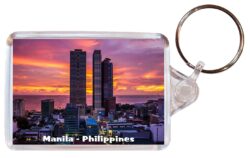Manila - Philippines - Double Sided Large Keyring Key Fob Chain Ring Gift Present Souvenir P4