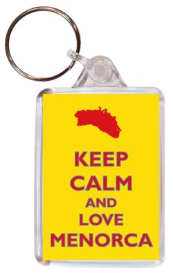 Keep Calm and Love Menorca - Double Sided Large Keyring Key Fob Chain Ring Gift Present Souvenir