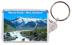 Mount Cook - New Zealand - Double Sided Large Keyring Key Fob Chain Ring Gift Present Souvenir NZ1