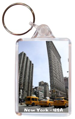 New York - USA - Double Sided Large Keyring Key Fob Chain Ring Gift Present Souvenir U8