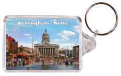 Nottingham - Nottinghamshire - Double Sided Large Keyring Key Fob Chain Ring Gift Present Souvenir E2