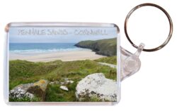 Penhale Sands - Cornwall - Double Sided Large Keyring Key Fob Chain Ring Gift Present Souvenir E1