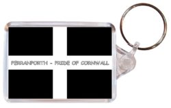 Perranporth - Pride of Cornwall - Double Sided Large Keyring Key Fob Chain Ring Gift Present Souvenir E4