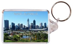 Perth - Australia - Double Sided Large Keyring Key Fob Chain Ring Gift Present Souvenir A1