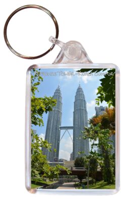 Petronas Tower - Kuala Lumpur - Malaysia - Double Sided Large Keyring Key Fob Chain Ring Gift Present Souvenir KL1