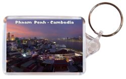 Phnom Penh - Cambodia - Double Sided Large Keyring Key Fob Chain Ring Gift Present Souvenir C2